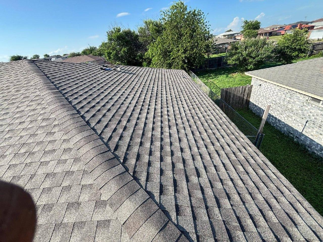 Completed roof in Texas neighborhood