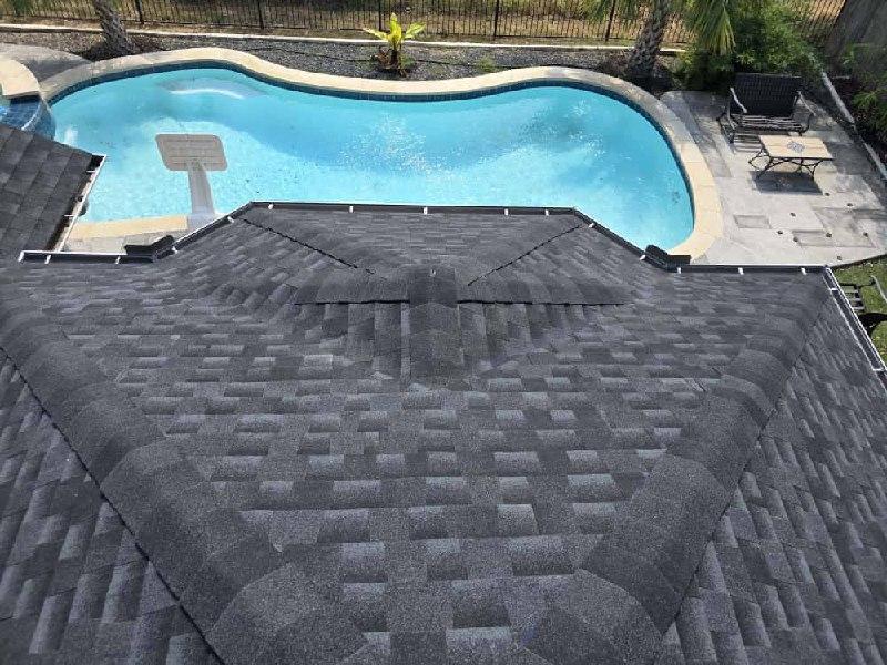 Completed roof overlooking pool